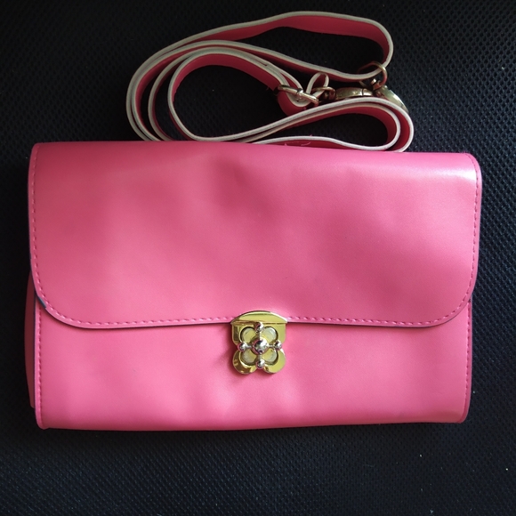 Pink Envelope Clutch Crossbody Shoulder Purse Bag - Picture 5 of 8